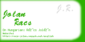 jolan racs business card